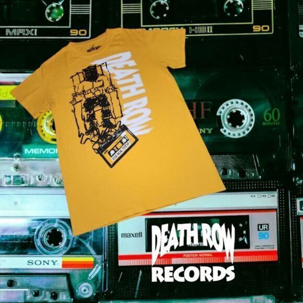 Death Row Records Graphic T-Shirt Mens Cassette Tape Logo Golden Yellow Small